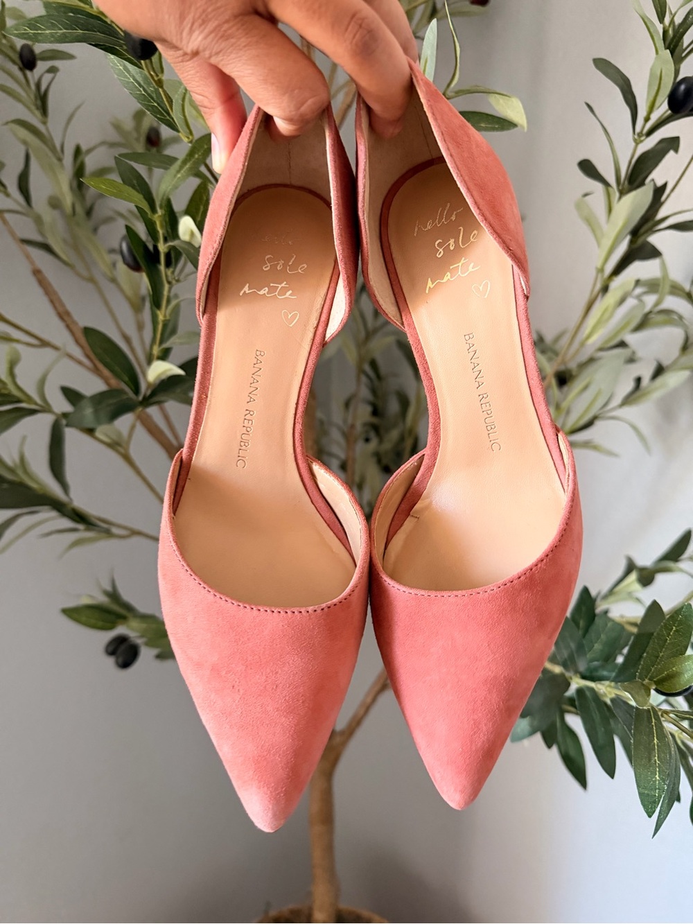 Banana Republic Coral Suede Pointed D'Orsay Heels